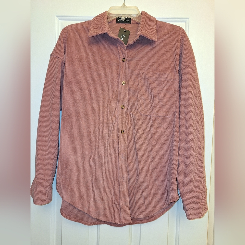 Mauve Corduroy Button-Up Shirt